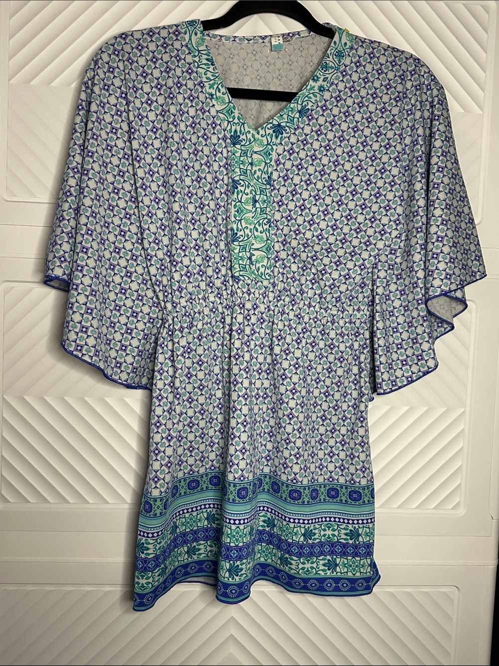 Cabana Life Blue and Teal Printed Tunic Top